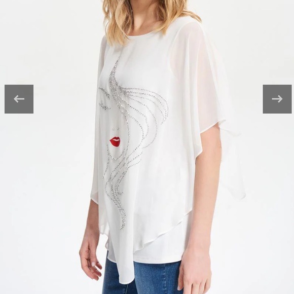 JOSEPH RIBKOFF Gem detailed flowy blouse shirt women’s size 14 - Picture 2 of 16